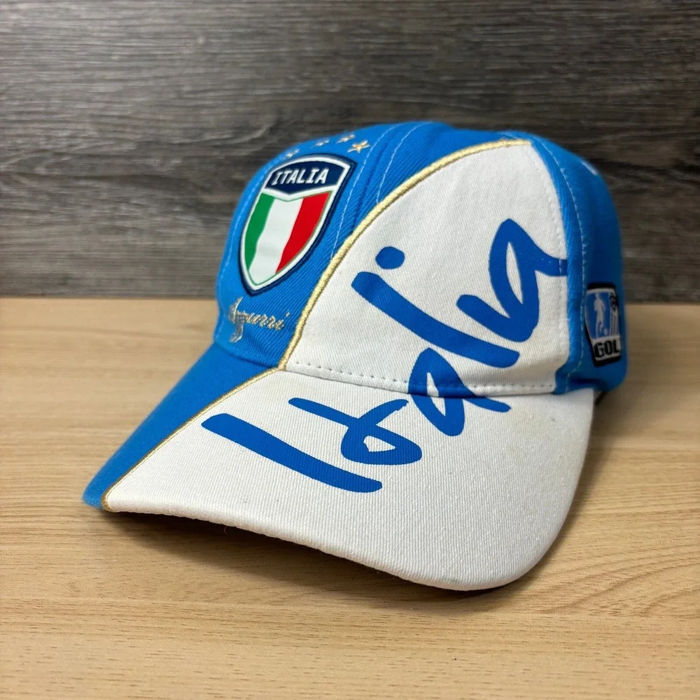 Italy Hat Cap Strap Back Blue Italia‎ Soccer Adjustable New Era Mens